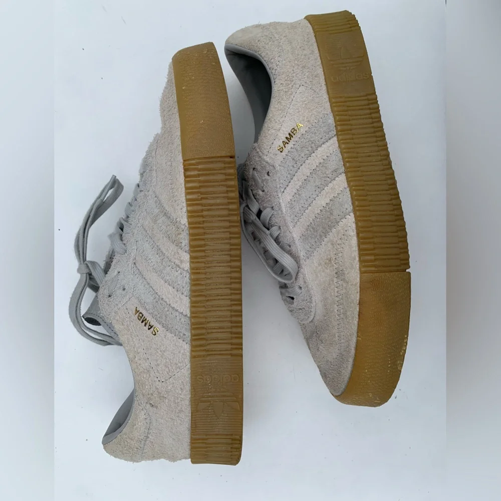 Adidas Sambarose Platforms Suede Grey Gum‎ Sneakers Size 9.5